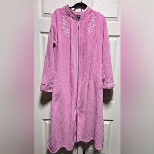 Cozy Pink chenille Earth Angels large long  Embroidered Women's pink robe
